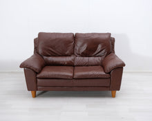 Lataa kuva Galleria-katseluun, Natuzzi 2-istuttava nahkasohva ruskea