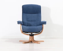 Lataa kuva Galleria-katseluun, Nojatuoli jalkarahilla tummansininen