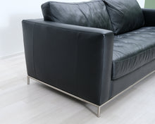 Lataa kuva Galleria-katseluun, Natuzzi 3-istuttava nahkasohva musta