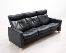 Ladda upp bild till gallerivisning, Ekornes Stressless 3-istuttava nahkasohva musta
