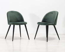 Lataa kuva Galleria-katseluun, Ruokatuoli tummanvihreää samettia

