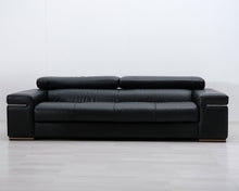 Lataa kuva Galleria-katseluun, Natuzzi 3-istuttava nahkasohva musta
