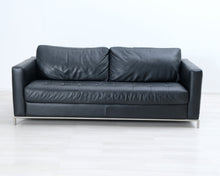 Lataa kuva Galleria-katseluun, Natuzzi 3-istuttava nahkasohva musta
