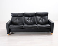 Ladda upp bild till gallerivisning, Ekornes Stressless 3-istuttava nahkasohva musta
