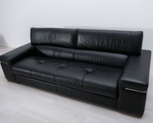 Lataa kuva Galleria-katseluun, Natuzzi 3-istuttava nahkasohva musta
