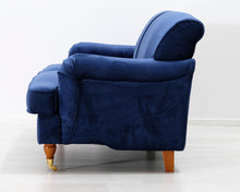Lataa kuva Galleria-katseluun, 2-istuttava Howard-tyylinen samettisohva sininen
