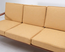 Load image into Gallery viewer, Vintage 3-istuttava kangassohva keltainen
