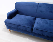 Lataa kuva Galleria-katseluun, 2-istuttava Howard-tyylinen samettisohva sininen
