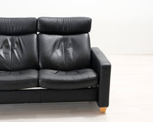 Ladda upp bild till gallerivisning, Ekornes Stressless 3-istuttava nahkasohva musta

