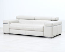 Lataa kuva Galleria-katseluun, Natuzzi Avana 2570 2,5-istuttava nahkasohva vaaleanharmaa
