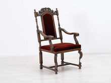 Ladda upp bild till gallerivisning, Barokkityylinen tuoli punaisella sametilla
