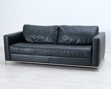 Lataa kuva Galleria-katseluun, Natuzzi 3-istuttava nahkasohva musta

