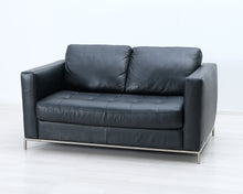 Lataa kuva Galleria-katseluun, Natuzzi 2-istuttava nahkasohva musta
